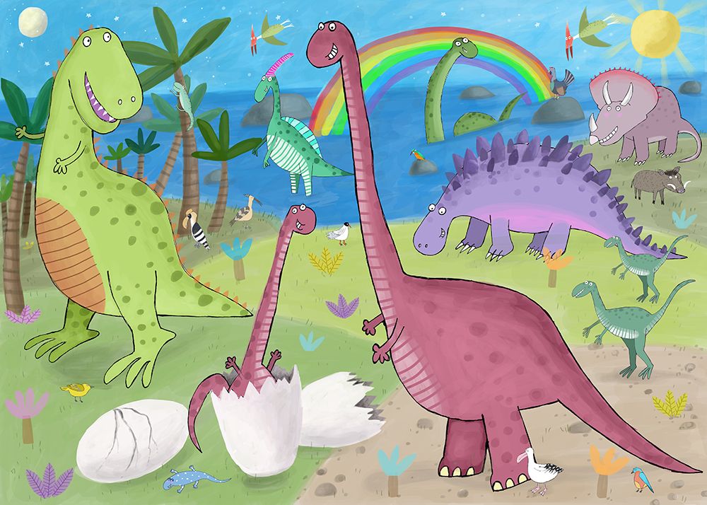 Cute Dinosaur in the Jurassic Park by Artist Carla Daly art print by Carla Daly for $57.95 CAD