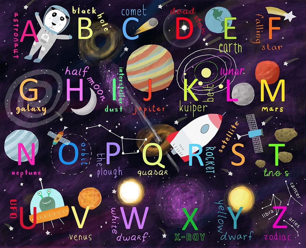 Space Alphabet Illustration by Artist Carla Daly art print by Carla Daly for $57.95 CAD