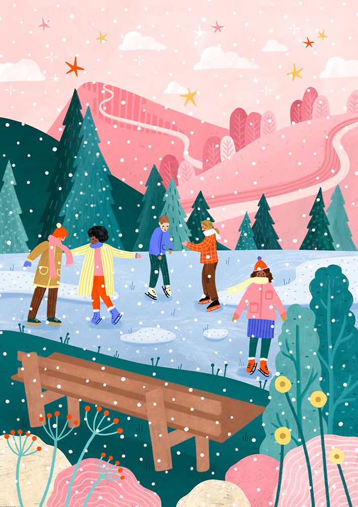 People Ice Skating art print by Bea Muller for $57.95 CAD