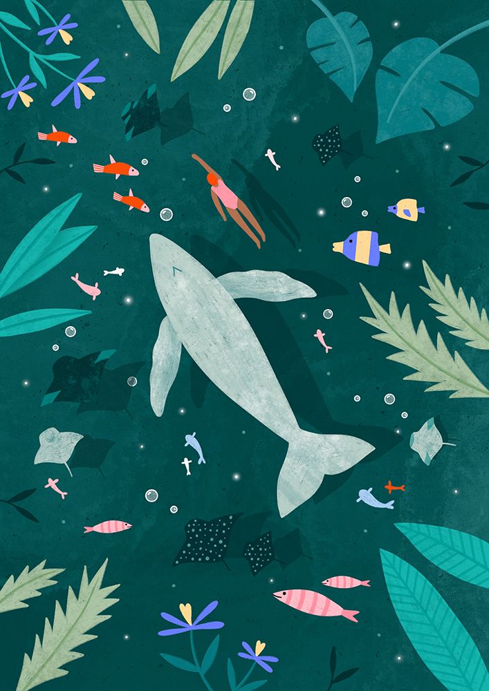 Swimming with a Whale art print by Bea Muller for $57.95 CAD