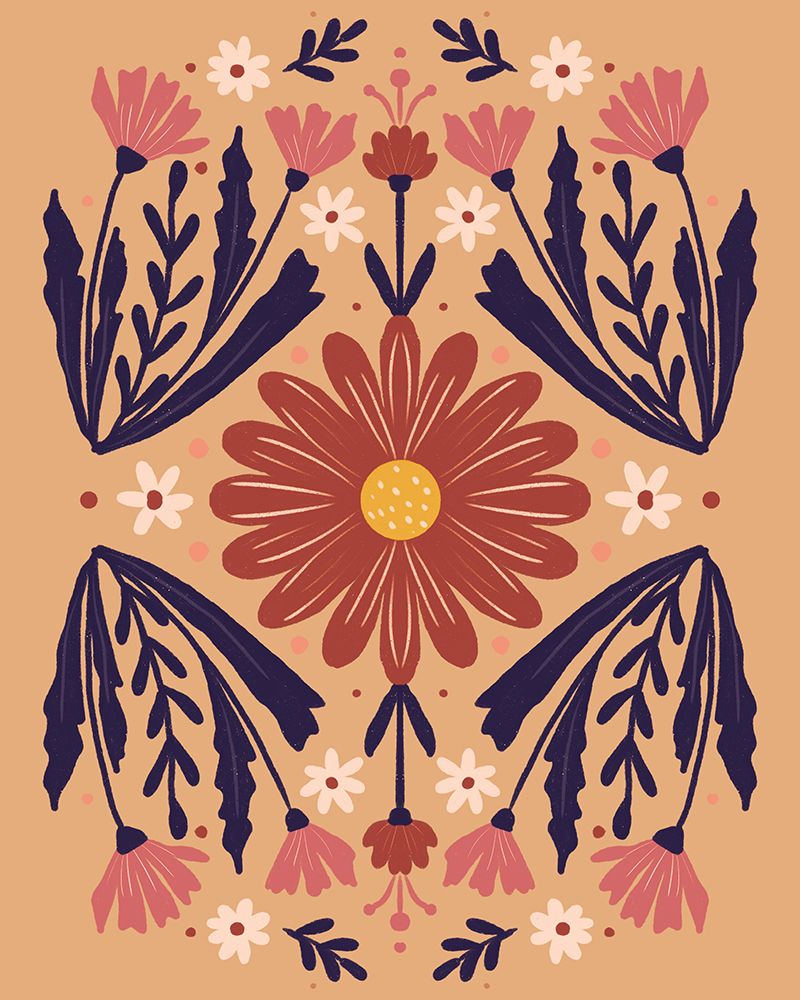 Brown Flower with coral buds art print by Angela Minca for $57.95 CAD