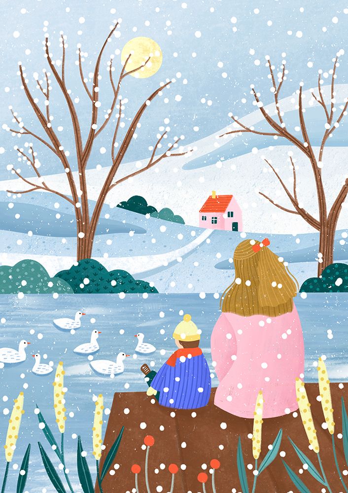Mother and Child At Winter Lake art print by Bea Muller for $57.95 CAD