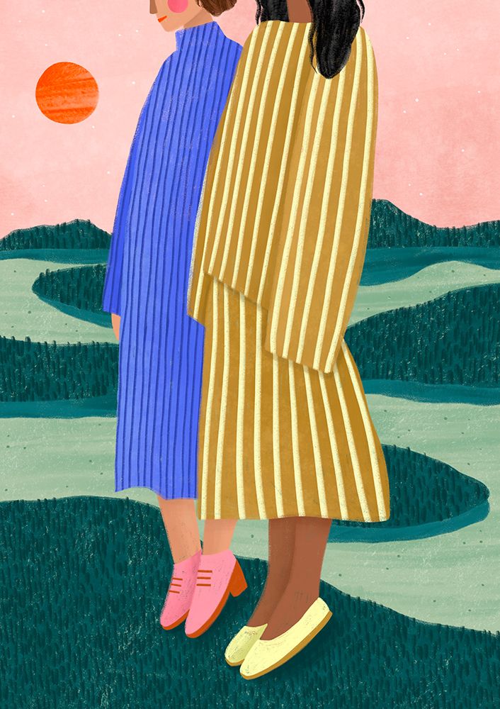Friends With Striped Dresses art print by Bea Muller for $57.95 CAD