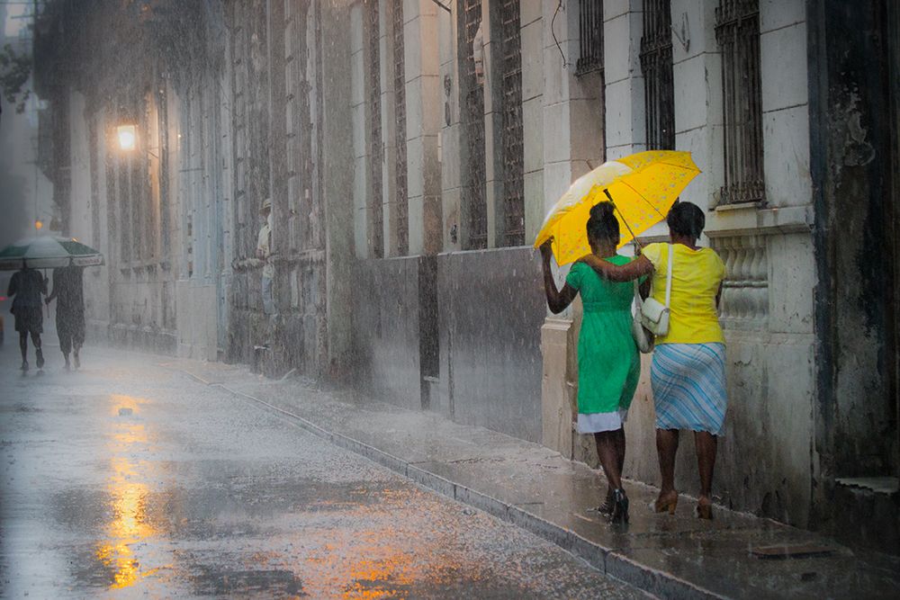 Yellow Umbrella (Rainy Day In Havana) art print by Paul Willyams for $57.95 CAD