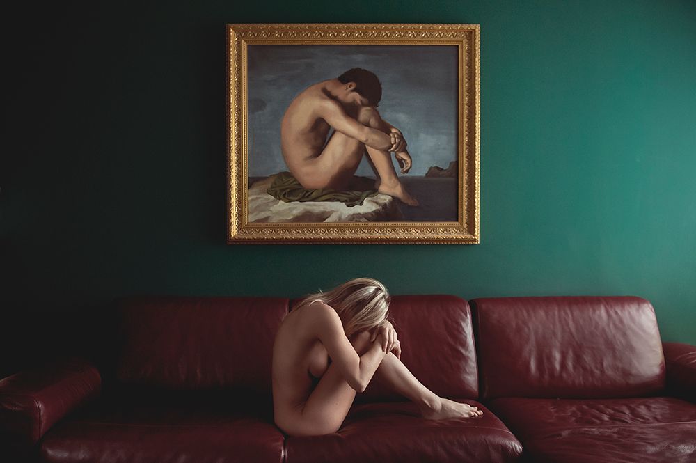 woman on the couch art print by Stefano Miserini for $57.95 CAD