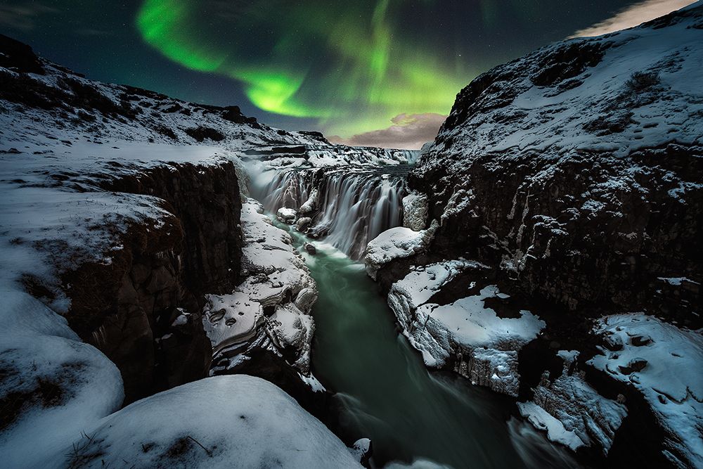 Full moon in Gullfoss art print by David Martin Castan for $57.95 CAD