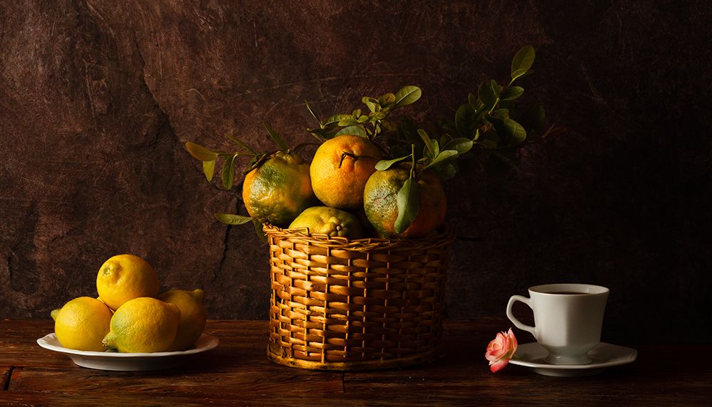 Still Life With Lemons-Oranges And A Rose art print by Luiz Laercio for $57.95 CAD