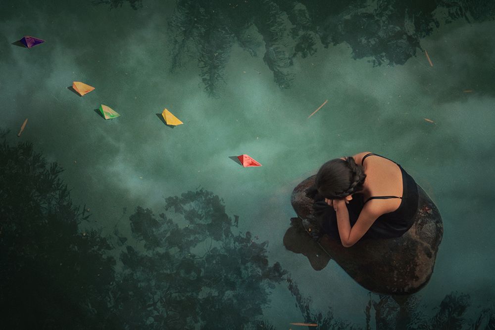 Paper boat art print by Jay Satriani for $57.95 CAD