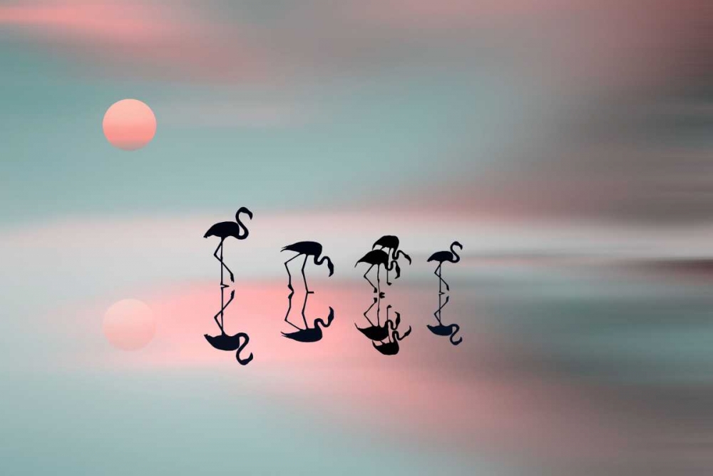 Family Flamingos art print by Natalia Baras for $57.95 CAD