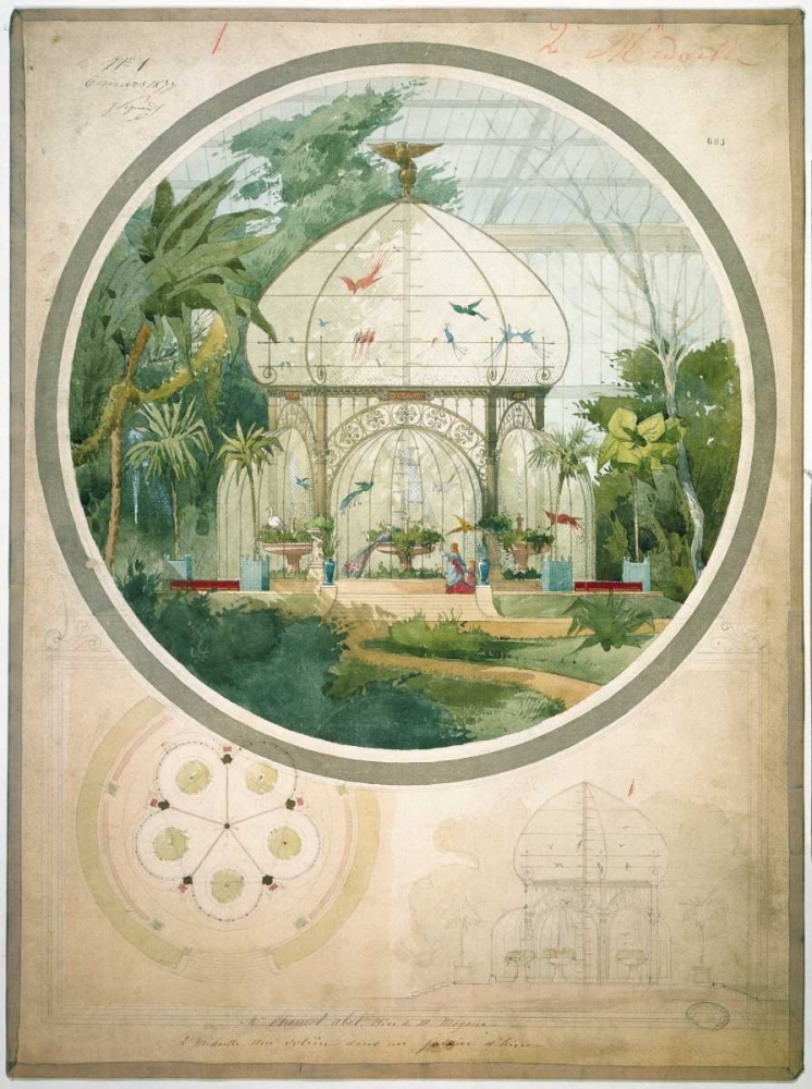 Aviary in a Wintergarden art print by Adrien Chancel for $57.95 CAD