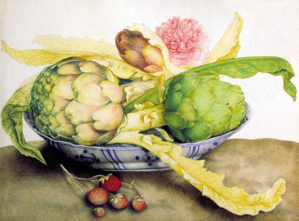 Artichoke, Rose andStrawberries art print by Giovanna Garzoni for $57.95 CAD
