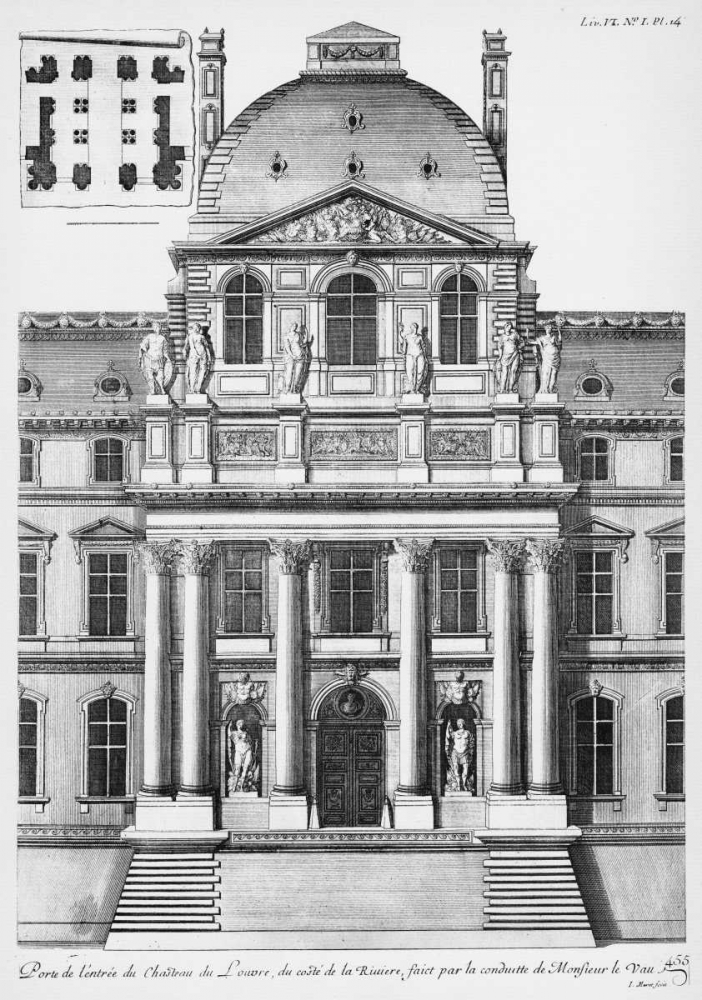 Louvre, Elevation of Entrance, South Facade art print by Jacques Francois Blondel for $57.95 CAD