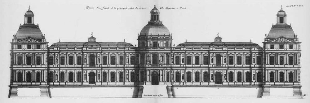 Louvre, Elevation of the Principal Facade art print by Jacques Francois Blondel for $57.95 CAD