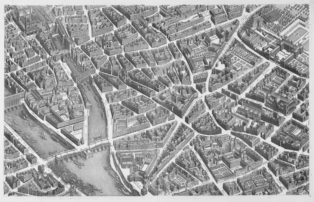 Paris 1739 Sectional map art print by Michel-Etienne Turgot for $57.95 CAD