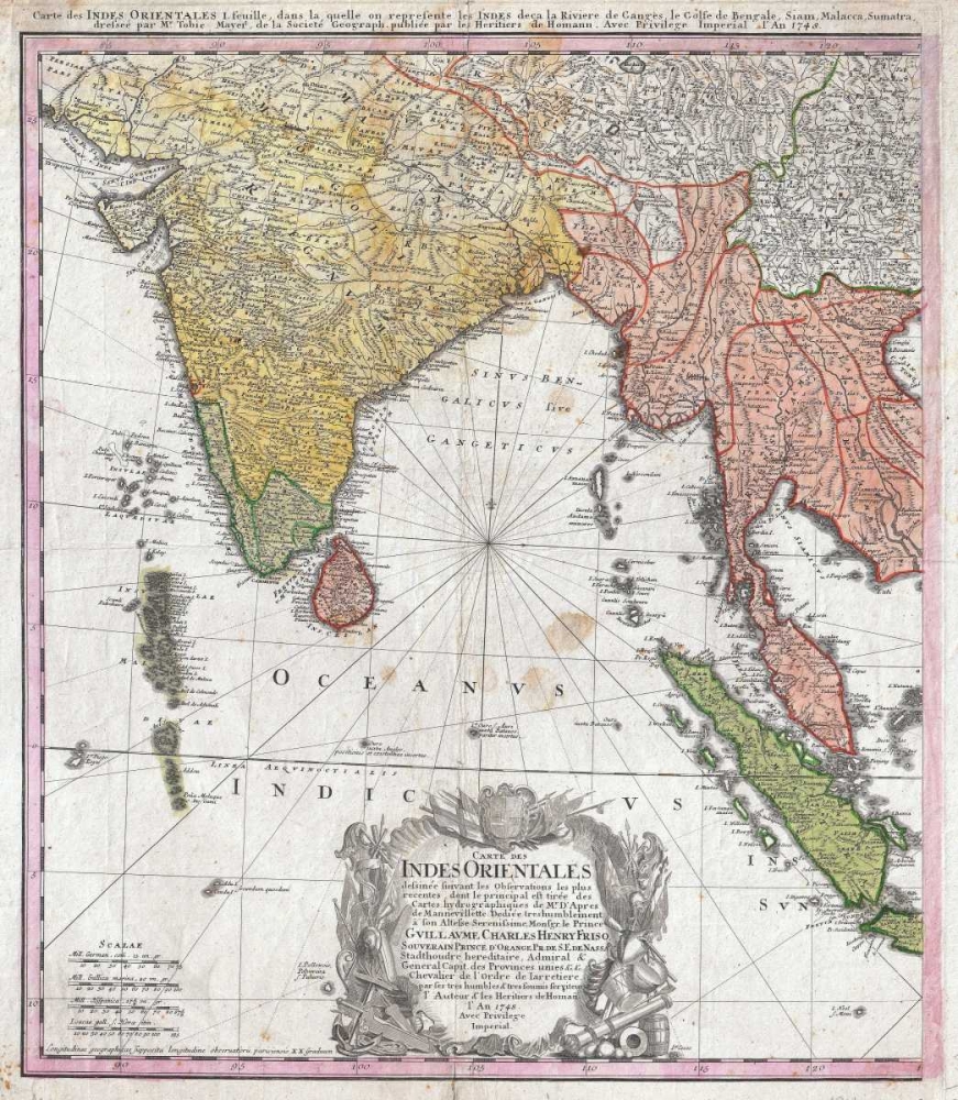Map of India, 1748 art print by Homann Heirs for $57.95 CAD