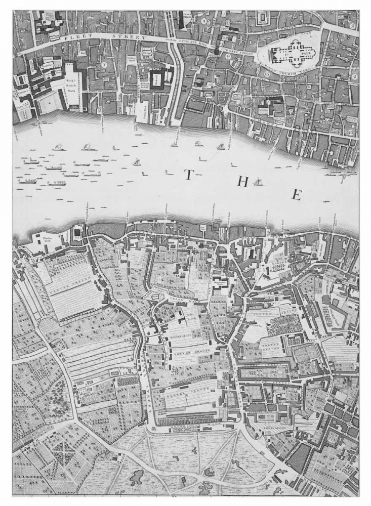 Roque Sectional map of London 1748 art print by John Roque for $57.95 CAD