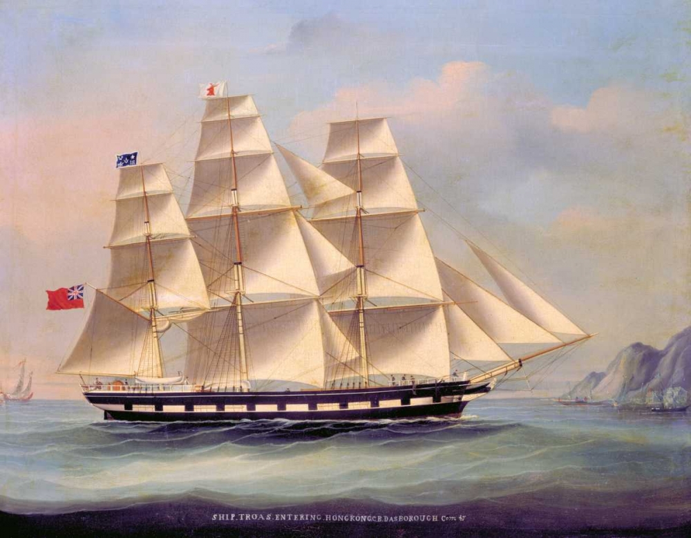 Barque Troas entering Hong Kong art print by Chinese 1866 Anonymous for $57.95 CAD