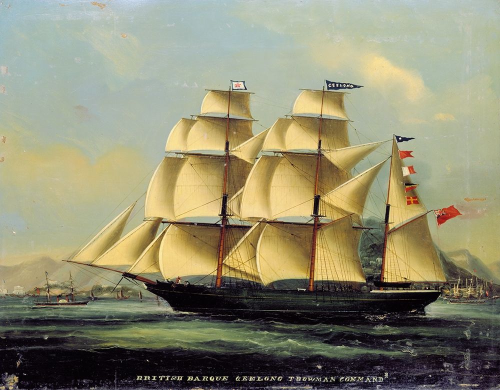 Barque Geelong off Hong Kong art print by Chinese 1866 Anon for $57.95 CAD