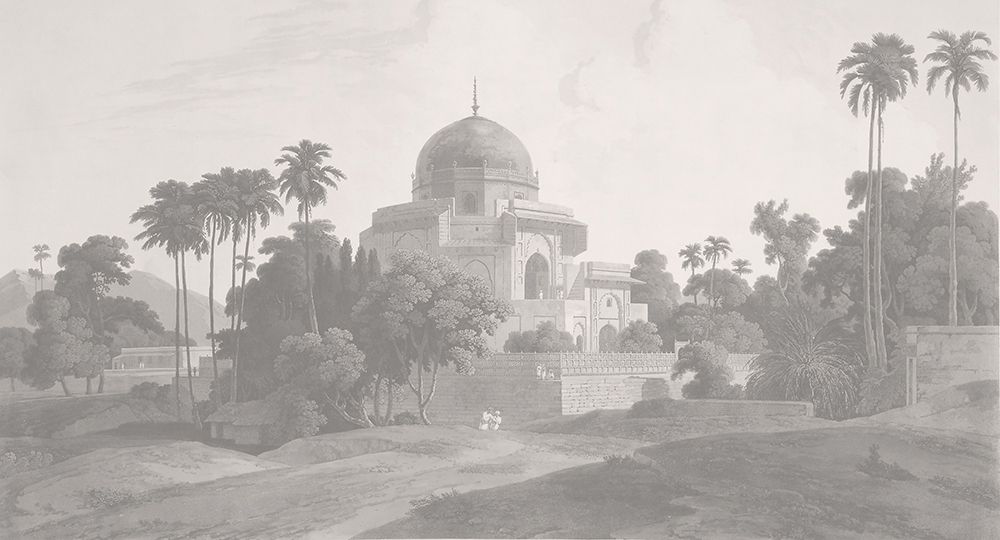 Mausoleum at Chunar Gur, Sepia art print by Thomas and Wm Daniells for $57.95 CAD