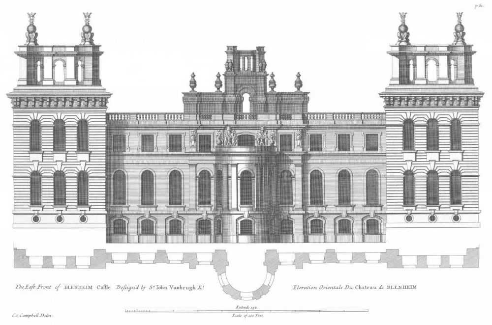 Elevation, East Front Blenheim Palace art print by Colin Campbell for $57.95 CAD