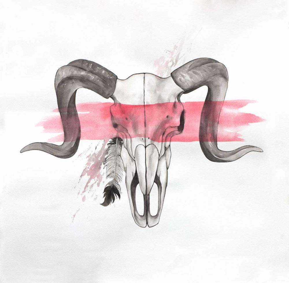 Sheep Ram Skull Horns in Watercolor art print by Atelier B Art Studio for $57.95 CAD