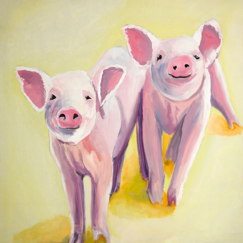 TWO SMILING PIGS art print by Atelier B Art Studio for $57.95 CAD