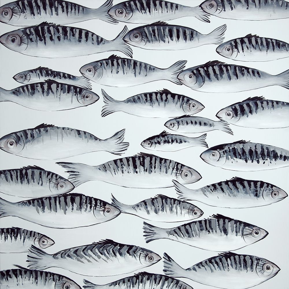 GRAY SHOAL OF FISH art print by Atelier B Art Studio for $57.95 CAD