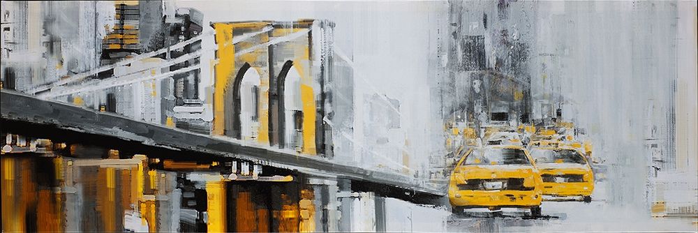 YELLOW BROOKLYN BRIDGE WITH TAXIS art print by Atelier B Art Studio for $57.95 CAD