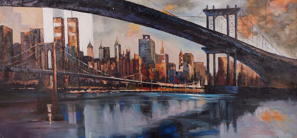 BRIDGE IN THE CITY AT SUNSET art print by Atelier B Art Studio for $57.95 CAD