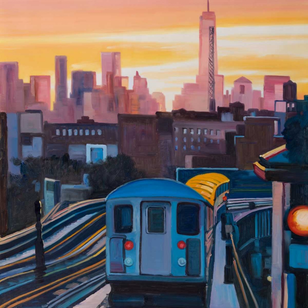 Sunset Over the Subway in New-York art print by Atelier B Art Studio for $57.95 CAD