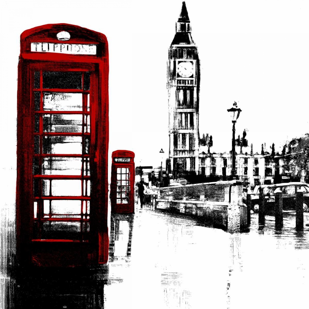 Telephone Box and Big Ben of London art print by Atelier B Art Studio for $57.95 CAD