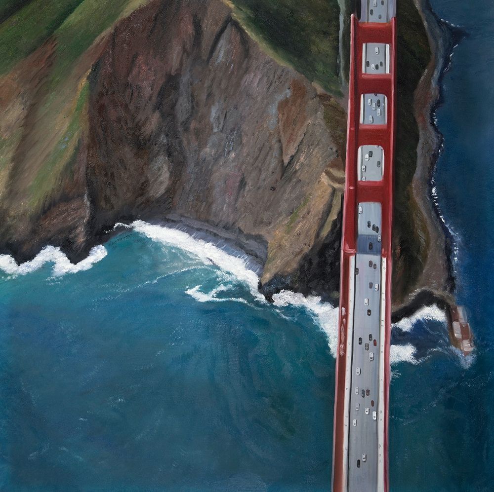 OVERHEAD VIEW OF THE GOLDEN GATE AND MOUNTAINS art print by Atelier B Art Studio for $57.95 CAD