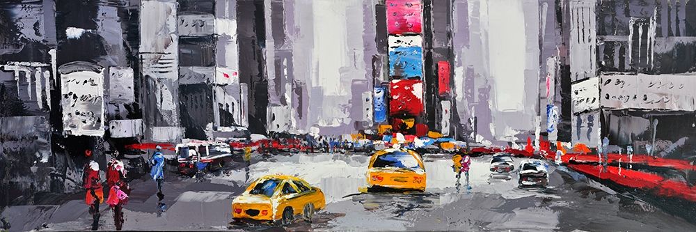 ABSTRACT STREET WITH YELLOW TAXIS art print by Atelier B Art Studio for $57.95 CAD