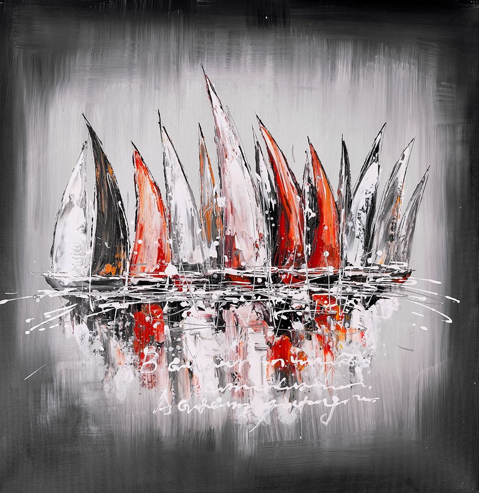 Sailboats with paint splash art print by Atelier B Art Studio for $57.95 CAD