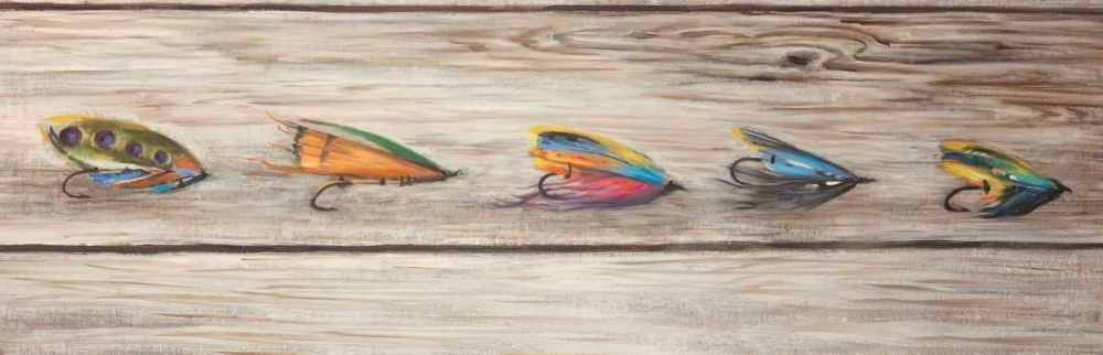 Fishing Flies with Wood Background art print by Atelier B Art Studio for $57.95 CAD