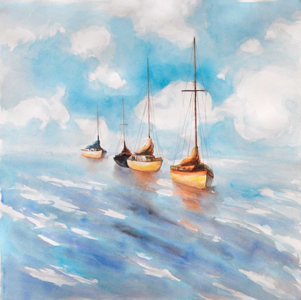 Sailboats in the Sea art print by Atelier B Art Studio for $57.95 CAD
