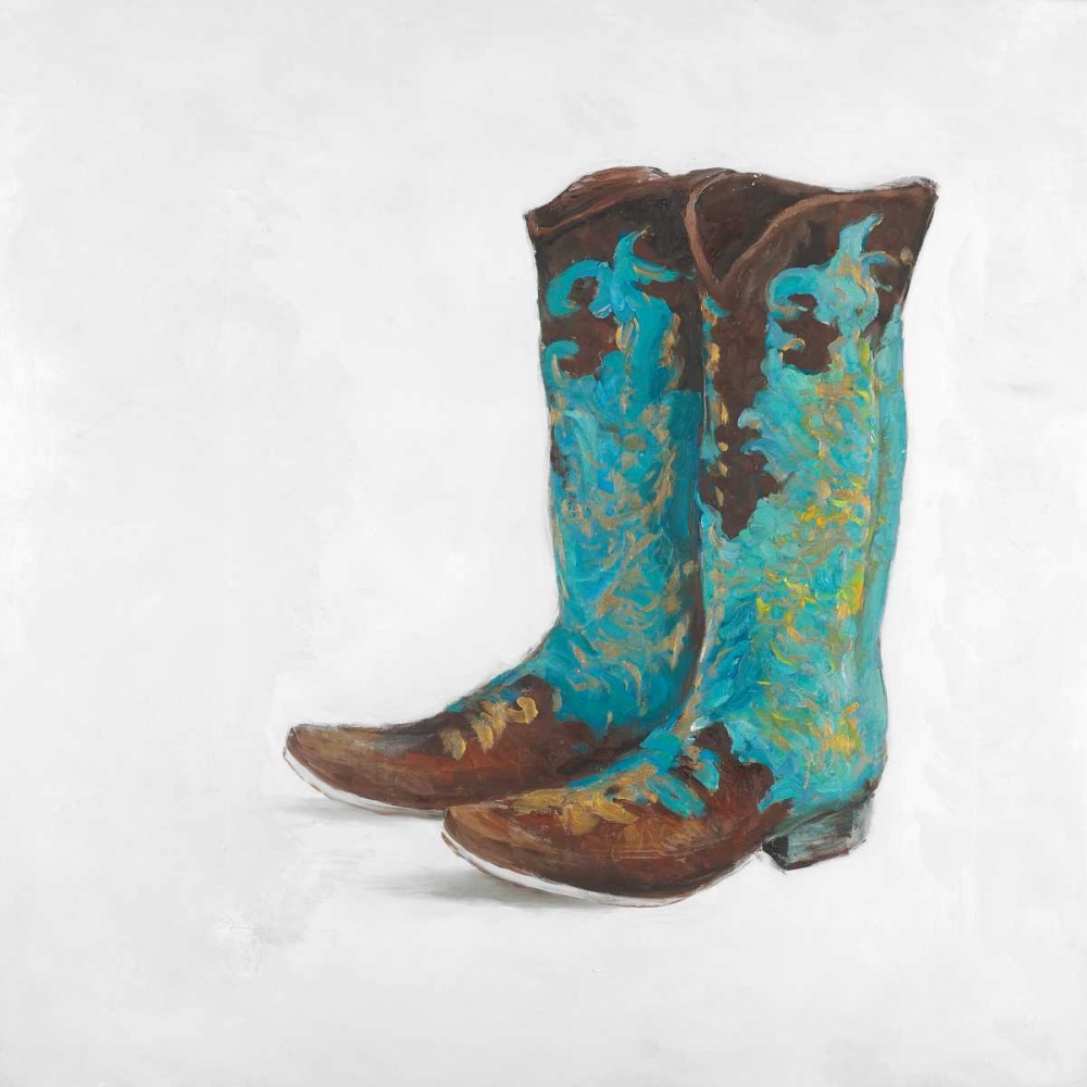 Blue Cowboy Boots art print by Atelier B Art Studio for $57.95 CAD
