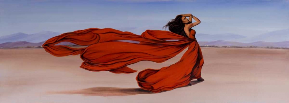 Woman Long Red Dress in the Desert art print by Atelier B Art Studio for $57.95 CAD