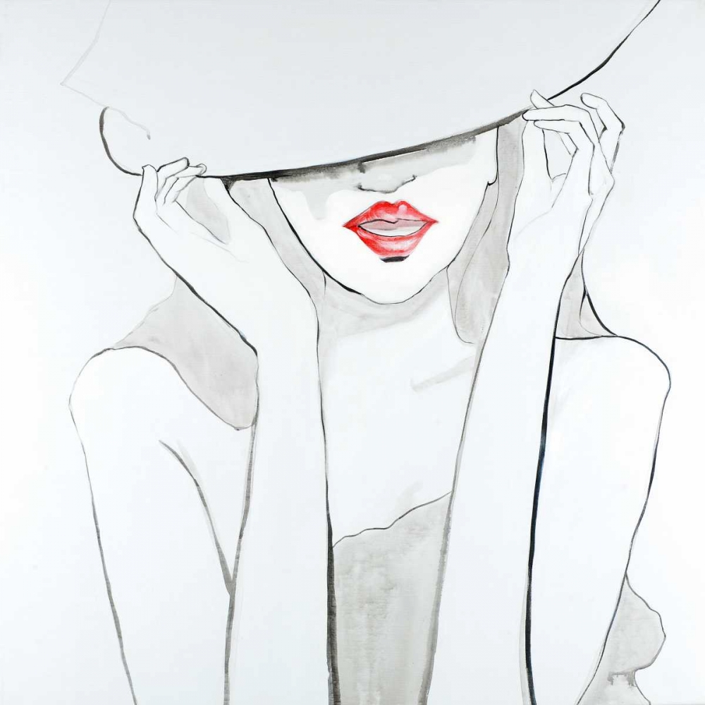 Woman with Big Hat art print by Atelier B Art Studio for $57.95 CAD