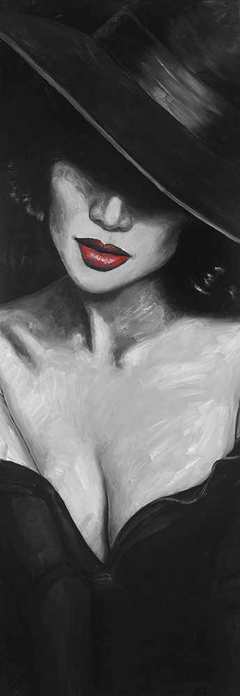 Mysterious Red Lips Lady art print by Atelier B Art Studio for $57.95 CAD