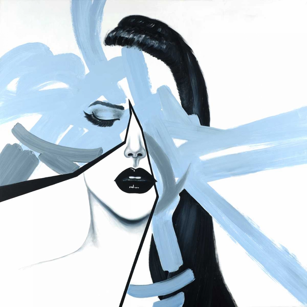 Abstract Blue Woman Portrait art print by Atelier B Art Studio for $57.95 CAD