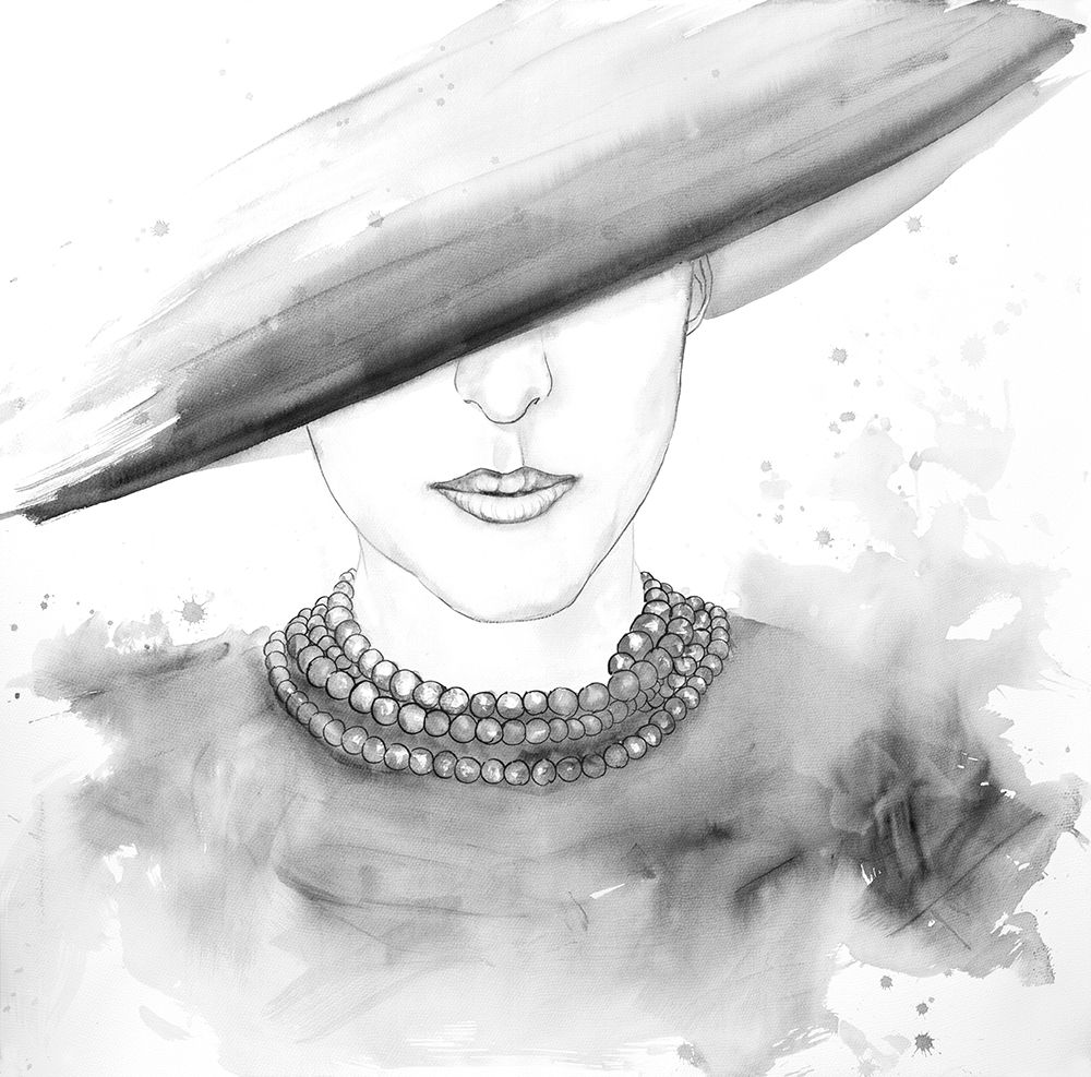 MYSTERIOUS LADY WITH A HAT SKETCH art print by Atelier B Art Studio for $57.95 CAD