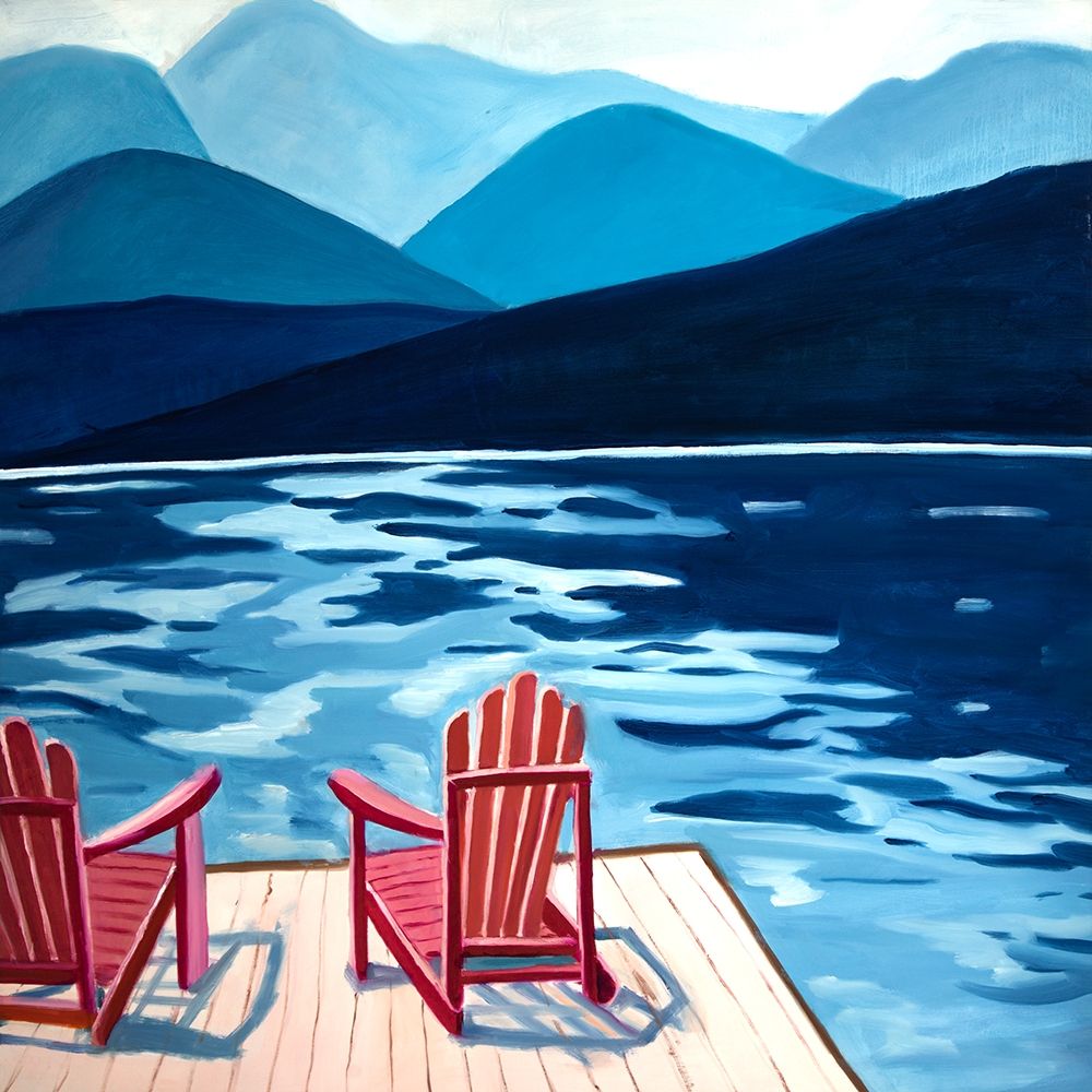 LAKE, DOCK, MOUNTAINS and CHAIRS art print by Atelier B Art Studio for $57.95 CAD