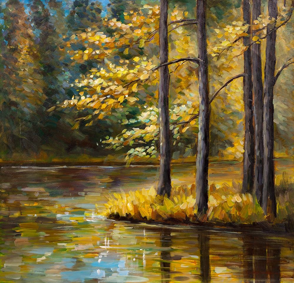 FALL LANDSCAPE BY THE WATER art print by Atelier B Art Studio for $57.95 CAD