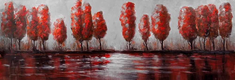 RED TREES BY THE LAKE art print by Atelier B Art Studio for $57.95 CAD