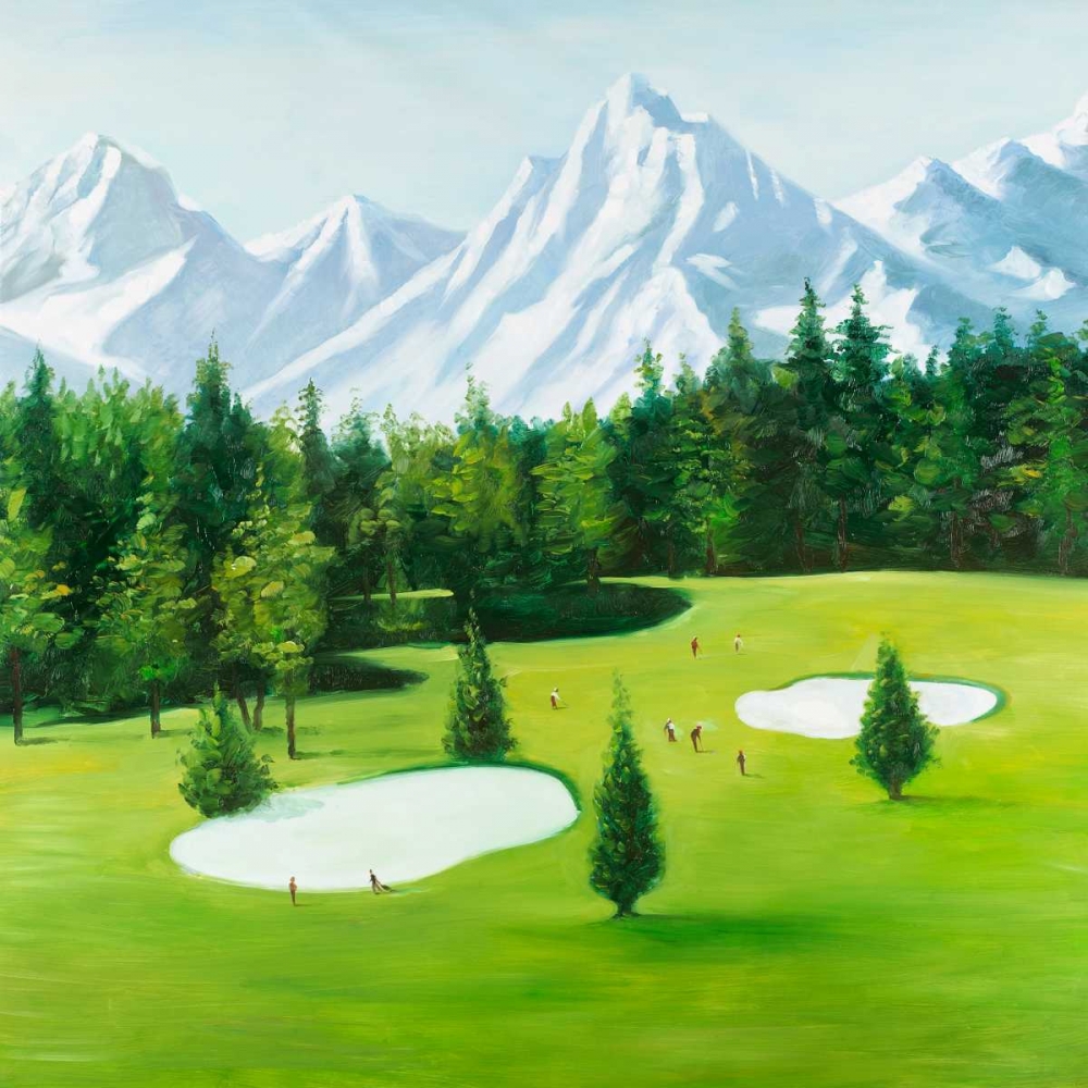 Golf Course with Mountains View art print by Atelier B Art Studio for $57.95 CAD