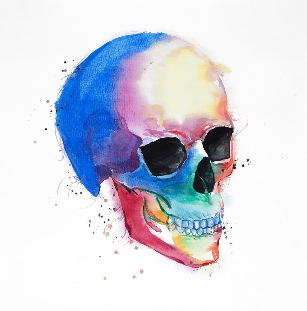 Watercolor Colorful Skull Profile art print by Atelier B Art Studio for $57.95 CAD