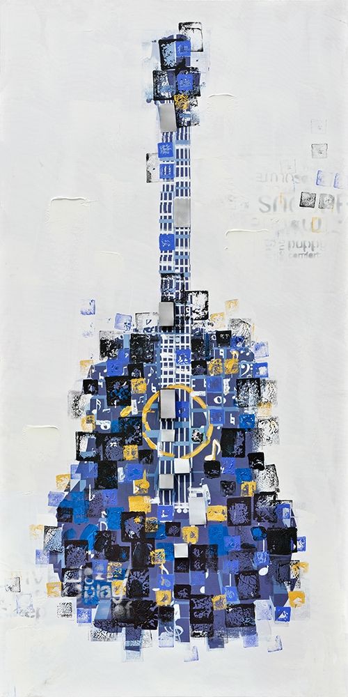 ABSTRACT GUITAR MADE OF SQUARES art print by Atelier B Art Studio for $57.95 CAD