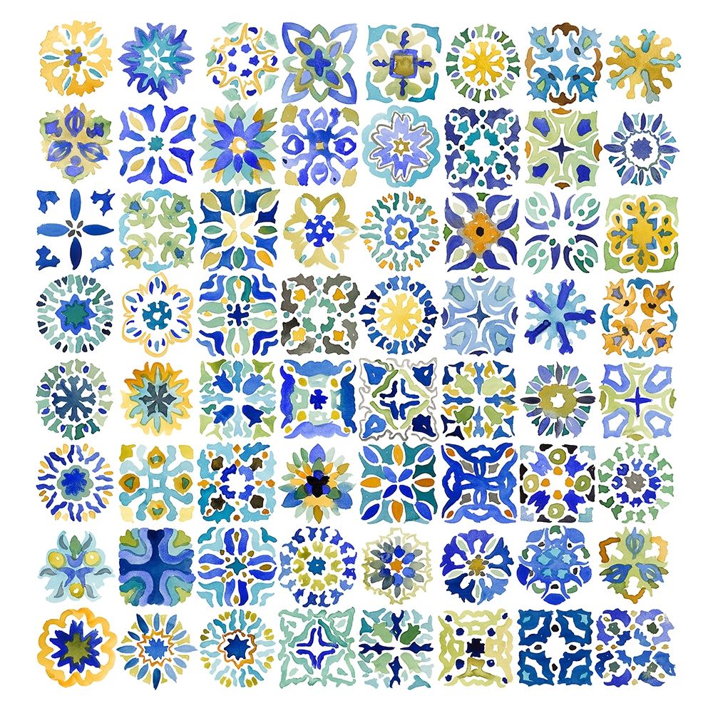 WATERCOLOR TRADITIONAL MOROCCAN TILES art print by Atelier B Art Studio for $57.95 CAD