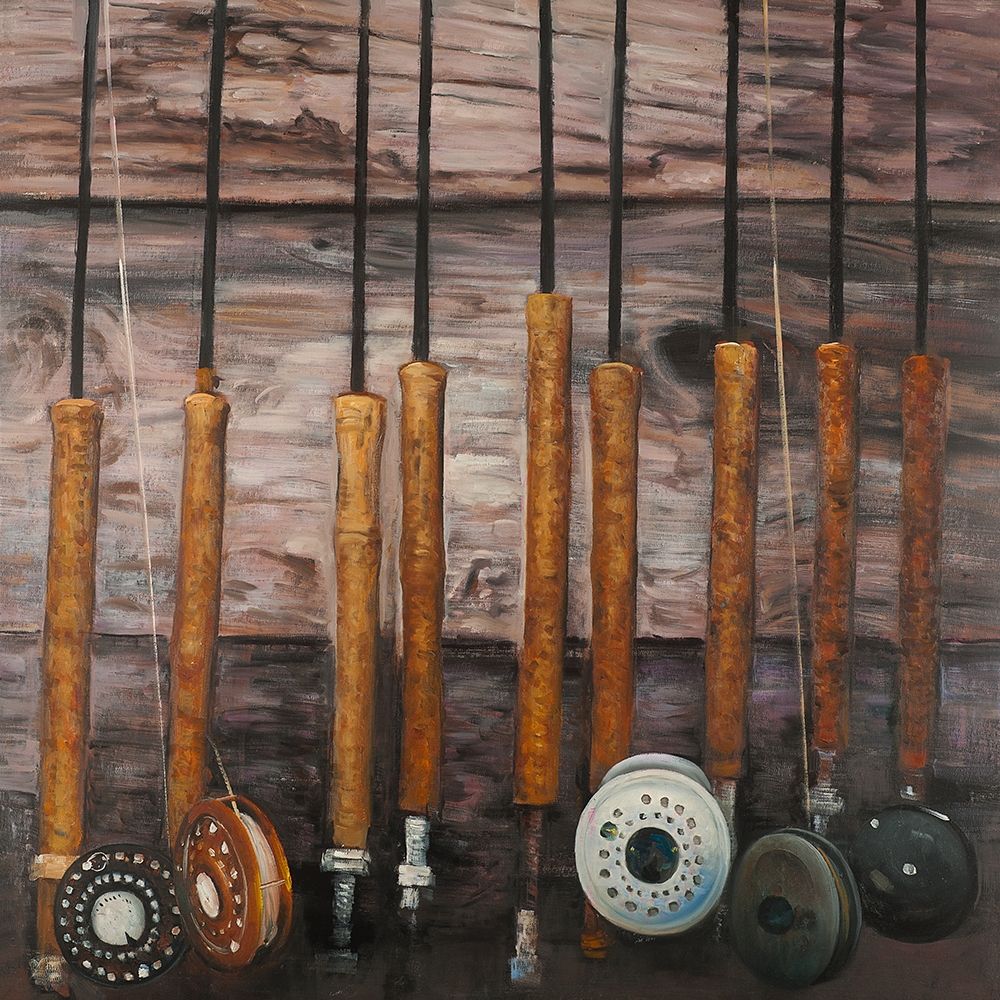 FISHING RODS ON WOOD art print by Atelier B Art Studio for $57.95 CAD